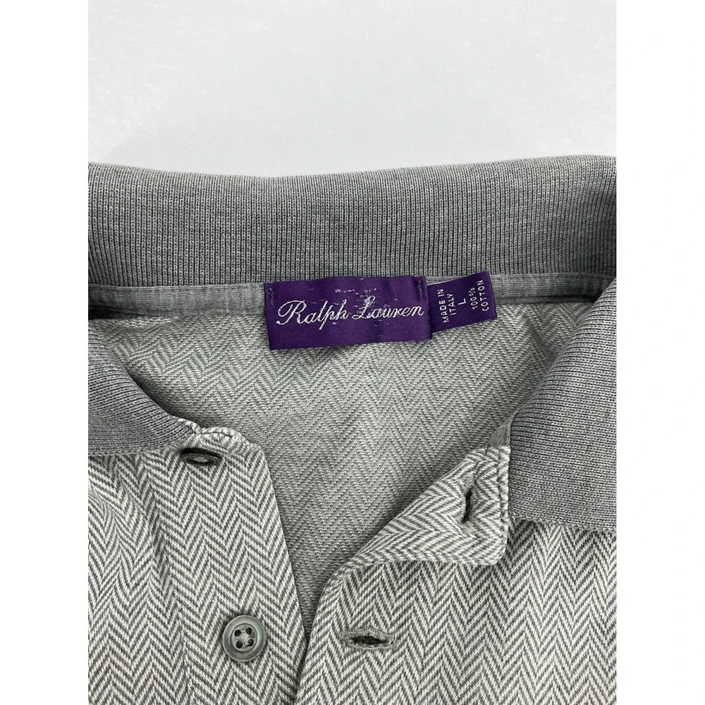 Ralph Lauren Golf Polo Shirt Herringbone‎ Pattern Gray Short Sleeve L